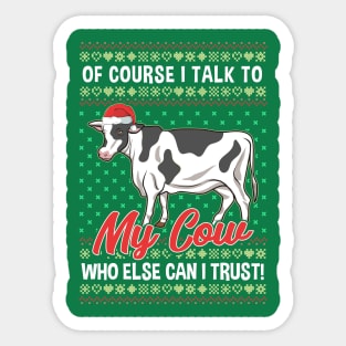 Christmas Cow Country Life Farm Humor Sticker